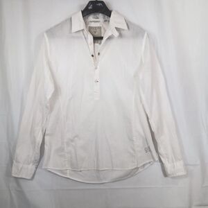 Guess Shirt Women's Size Large Est Nineteen Eighty One White Snap Accent